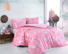 L'essentiel linge de maison Juego de Funda de Edredón Doble Ranforce 100% Algodón 200x220 cm Polvo y Blanco Incluye 2 Fundas de Almohada 50x70 cm